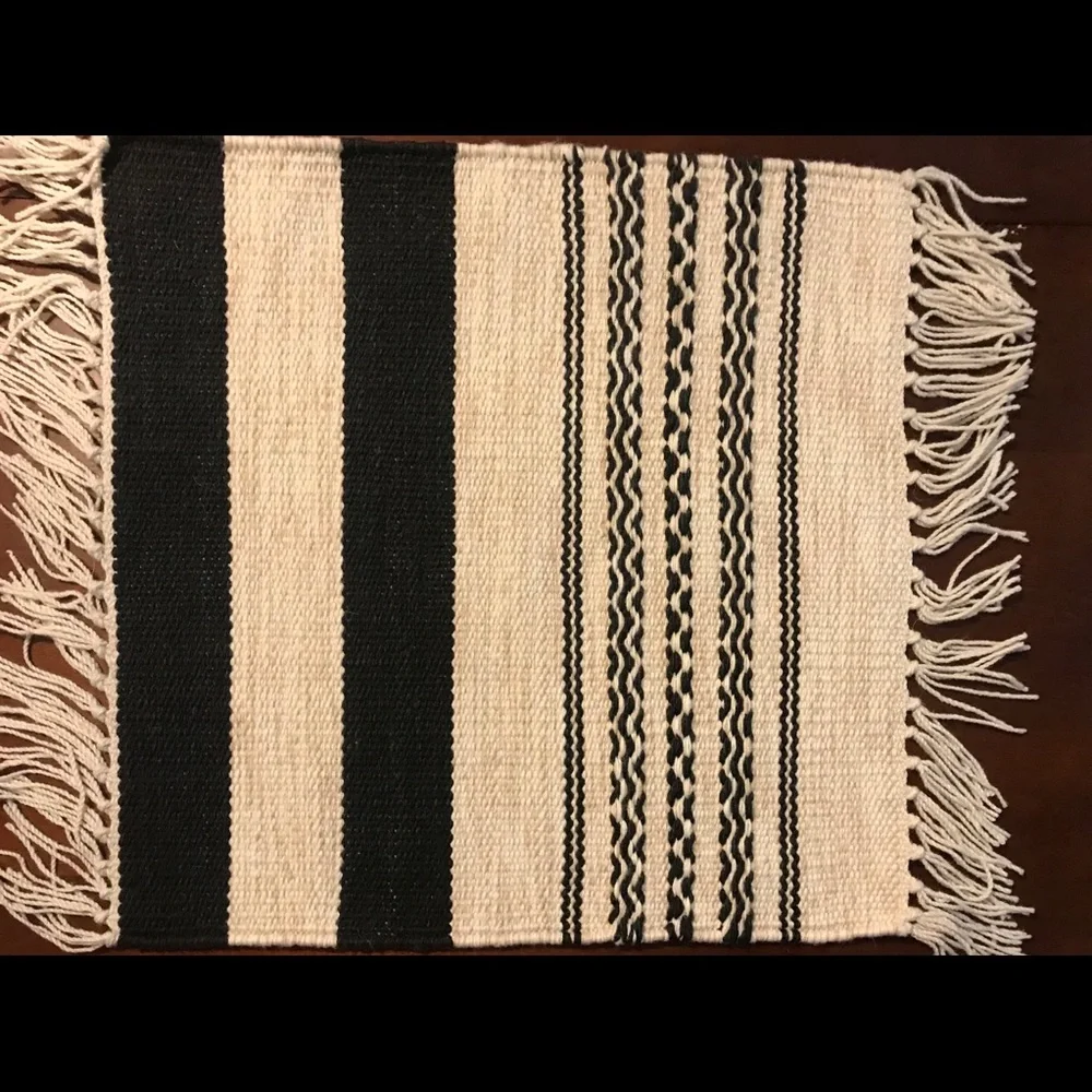 2 New Pottery Barn Striped Kilim Flat Weave Mats
